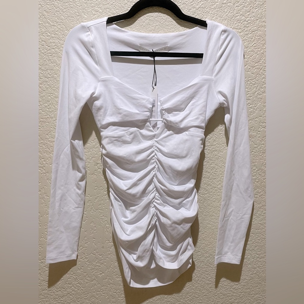 NEW Susana Monaco Angle Wire Long Sleeve Gathered Top Color- Sugar Size XS - Picture 4 of 8